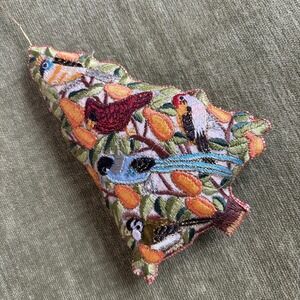 VTG Song Bird Embroidered Decorative Christmas Tree Aviary Ornament 6" Colorful